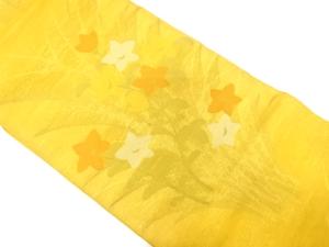 紗　桔梗模様織り出し　袋帯